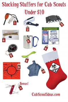 stocking stuff for cub scouts under $ 10 includes socks, mugs, scissors and other items