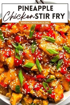 Plate of pineapple chicken stir fry with colorful vegetables, perfect for a sweet and savory meal. Easy Chicken Stir Fry With Vegetables, Chicken Stir Fry Recipes, Chicken Stir Fry With Vegetables, Chicken Stir Fry Sauce, Easy Dinner Sides, Easy Chicken Stir Fry