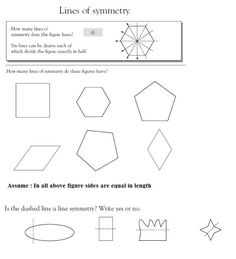 the worksheet shows how to make geometric shapes with lines and dots in each