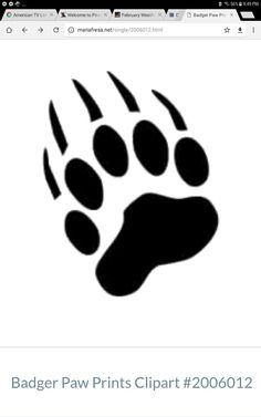 the logo for badger paw prints clipart is shown in black and white on a computer screen