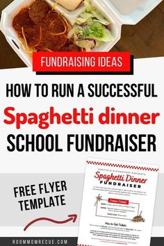 the back to school lunch box with text overlaying how to run a successful spaghetti dinner school fundraiser