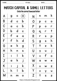 the capital and small letters worksheet for kids to practice their handwriting skills with