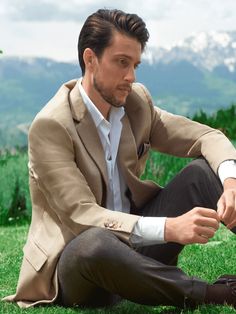 Our informal line, an unmatched suit with handmade Cashmere and Vicuna jacket - also available in 100% Baby Camel Hair- and 100% Wool Super 130's trousers. This single breasted gentleman’s suit offers the perfect outfit for informal occasions. The handcrafted two-button jacket is available in Cashmere and Vicuna or in 100% Camel Hair versions, and the trousers with classic pockets are handmade from 100% Wool Super 130's (Four Season), bird's eye pattern. The trousers have a classic but slim, you Summer People, Baby Camel, English Fun, Eye Pattern, Men Photography, Original Characters, Button Jacket, Suit Fabric, Young Men