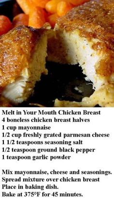 a recipe for chicken breast is shown in this image