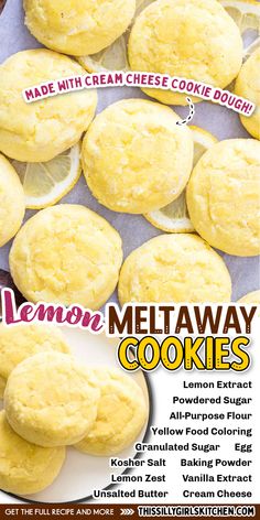 lemon meltaway cookies Lemon Meltaway Cookies, Lemon Meltaways, Meltaway Cookies, Cream Cheese Cookies, Yellow Foods, Fast Easy Meals, Scrumptious Desserts, Lemon Cookies, Easy Cookie Recipes