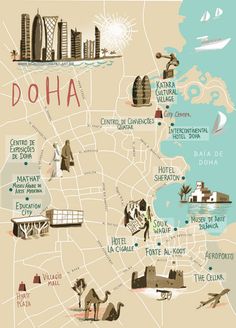 an illustrated map of the city of dota, with all its major landmarks and attractions