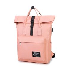 Backpack canvas rucksack women external USB charge Backpacks Pink, Pastel Backpack, Girls Backpack, Canvas Rucksack, Travel Backpacks, Backpack Gift, Backpack For Teens, Backpack Material, Laptop Rucksack