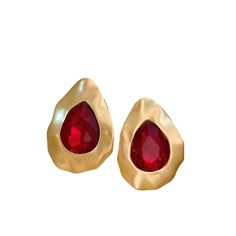 Material: Metal Color: ER0873 Fashion Element: Love Heart/Heart Shape Style: Retro Trendy Red Metal Earrings, Trendy Red Teardrop Earrings, Gem Drop Earrings, Matte Gold, Metal Color, Style Retro, Heart Shape, Red Gold, Heart Shapes