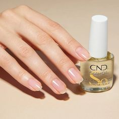 CND is dedicated to nurturing beautiful nails through the revolutionary 3C approach: CARE.CONDITION.COAT CARE - Build healthy nails CONDITION - Maintain healthy nails & skin COAT - Protect nail layers with a breathable coating WHAT IS IT: A synergistic blend of naturally light oils and Vitamin E, designed to deeply penetrate and condition skin and nails. HOW TO USE: Apply daily to top and underside of nails and massage into surrounding skin. MORE INFO: 3Cs Approach to Healthy Nails CND Solar Oil Nail Cuticle Care, Cnd Solar Oil, Nail Conditions, Cnd Nails, Cuticle Care, Nail Care Routine, Nail Oil, Nail Services, Brittle Nails