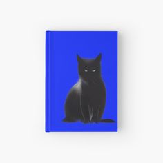 a black cat with glowing eyes sitting on a blue background hardcover book by the artist