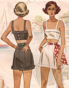 Want this outfit! 40s Mode, Crop Top Sewing Pattern, Short Bra, Look Retro, Motif Vintage, Top Sewing Pattern, Foto Poses