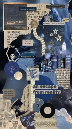 collage with various images and words on it