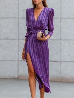 Party Mode, Office Dresses For Women, Purple Midi Dress, Long Sleeve Evening Dresses, Vestidos Vintage, Midi Dress Party, Rock Design, Summer Party Dress, Long Summer Dresses