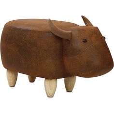 two wooden rhinoceros sitting on top of each other