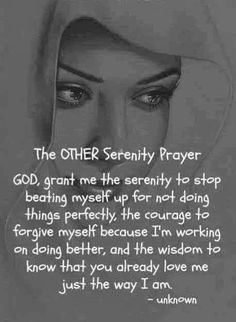 a woman's face with the words, the other serenity prayer