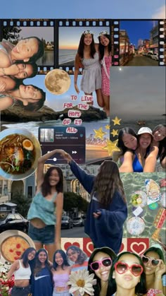 the collage shows many different pictures and people in their outfits, with one woman taking a selfie