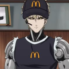 an anime character wearing a baseball cap and uniform