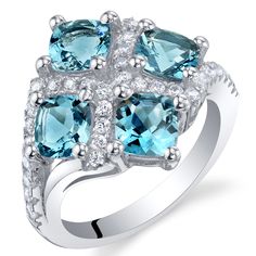 Peora.com - 2.50 Carat London Blue Topaz Sterling Silver Quad Ring Sizes 5 to 9 SR11794, $49.99 (https://www.peora.com/2-50-carat-london-blue-topaz-sterling-silver-quad-ring-sizes-5-to-9-sr11794) Jewelry Questions, Swiss Blue Topaz Ring, London Blue Topaz Ring, Swiss Blue Topaz, London Blue Topaz, Classic Ring, Blue Topaz Ring, London Blue, Topaz Gemstone