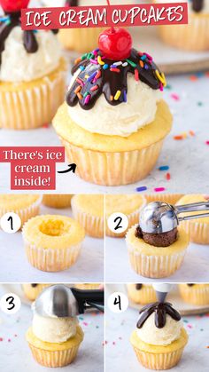 how to make ice cream cupcakes with icing and sprinkles