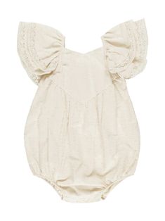 Our Roxy Romper is perfect for playtime this fall! Featuring tiered, fluttery sleeves and comfy elastic leg openings, it's both adorable and easy to change your little one in! Featuring our 'natural' colorway. Care: Machine wash cold. Tumble Dry low. Shrinkage may occur if tumble dried. Made of 100% Cotton Cream Short Sleeve Bubble Romper For Summer, Cotton Bubble Romper With Ruffle Sleeves For Summer, Spring Cotton Bubble Romper With Ruffle Sleeves, Summer Cotton Bubble Romper With Ruffle Sleeves, Flutter Sleeve Bubble Romper With Ruffles For Playtime, Summer Bubble Romper With Ruffles And Puff Sleeves, Summer Puff Sleeve Bubble Romper With Ruffles, Cute Cream Bubble Romper With Ruffles, Spring Bubble Romper With Puff Sleeves And Ruffles