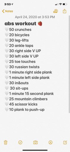 an iphone screen showing the workout schedule