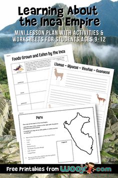 an image of learning about the inca empire worksheets for students ages 9 - 12