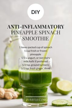 Anti Inflammation Recipes, Inflammation Diet, Anti Inflammation, Baking Soda Beauty Uses, Spinach Smoothie, Healthy Juice Recipes, Healthy Advice, Inflammatory Foods, Cystic Acne