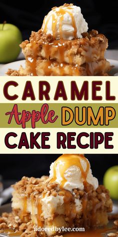 caramel apple dump cake recipe on a plate