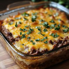 a casserole dish with meat and cheese