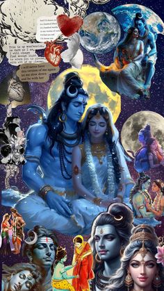 an image of the avatars of hindu deities and their names in different languages, all with