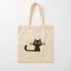 a canvas bag with a black cat on it