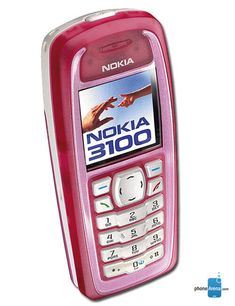 a pink nokia cell phone with an advertisement on the front and back cover that says nokia 300