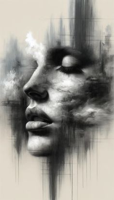 Whispers of the Mind Digital Download Set - Etsy Denmark Face In Clouds Art, Woman Eyes Closed Painting, Painting On Different Surfaces, Paintings Of Mirrors, Feminine Body Art, Art About Dreams, Artistic Photography Black And White, Abstract Portrait Painting Faces, Dream Drawing Ideas