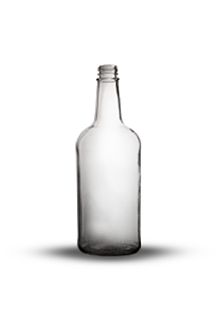 an empty glass bottle on a white background with clippings to the bottom for text