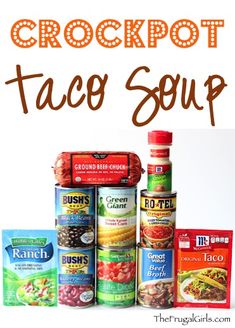 the crockpot taco soup is shown in this advertisement