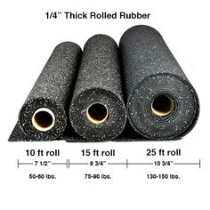 three rolls of black glitter fabric with measurements for each roll