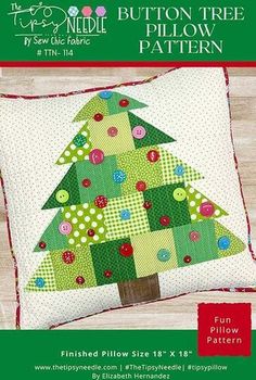 a pillow with a christmas tree on it and the words, button tree pillow pattern