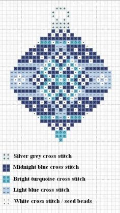 the cross stitch pattern is shown in blue and white