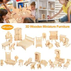 wooden miniature furniture for kids and adults