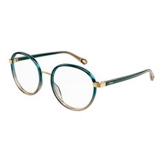 Chloe Ch 0033o 006 Green Gradient Plastic Round Eyeglasses 51mm Side Eyeing Chloe, Chloe Reading Glasses, Green Round Glass Necklaces, Gucci Eyeglasses Women Green, Chloe Eyeglasses, Novelty Sunglasses, Chloe Brown, Chloe Sunglasses, Heart Sunglasses