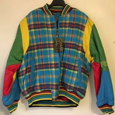 Vintagecrown By Schott Leather And Wool Bomber Jacket 2xl Amazing And Warm Multicolored Crown By Schott Nyc Men's Wool/Leather Bomber Jacket 2xl Measurements: Shoulders: 23" 1/2, Arm Pit To Arm Pit: 29" 1/2, Sleeves Lenght: 27", Lenght: 29" , Chest: 60" Material: Outshell: 80% Wool, 20% Nylon, 100 % Genuine Leather, Lining: 100 % Polyester, Knit: 100% Acrylic, Fully Lining, And Insulated Features: 2 Side Front Pocket, 2 Inside Pocket, Cell Pocket, Pen Locket, Hiden Pocket Schott Jacket, Striped Leather Jacket, Vintage Crown, Workwear Jacket, Patches Jacket, Men Clothes, Brown Jacket, Clothes Collection, Faux Leather Jackets