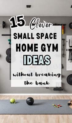 a gym room with an exercise mat, dumbbells and balls on the floor