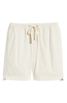 Madewell's best-selling shorts are back in a new soft cotton twill. Complete with a comfy elastic waist and tonal drawstring, this version has the same chilled-out feel as the original and a little more polish, too. 6 1/2" inseam; 23" leg opening; 11 1/2" front rise; 16" back rise (size Medium) Elastic/drawstring waist Side-seam pockets 100% cotton Machine wash, tumble dry Imported Men's Clothing Casual Cotton Bermuda Shorts For Vacation, Casual Cotton Pull-on Shorts, Summer Cotton Pull-on Shorts, Relaxed Fit Cotton Bermuda Shorts With Elastic Waistband, Cotton Bermuda Shorts With Elastic Waistband In Relaxed Fit, Cotton Bermuda Shorts With Elastic Waistband And Relaxed Fit, Spring Cotton Bermuda Shorts With Drawstring, Relaxed Fit Pull-on Bermuda Shorts For Summer, Relaxed Fit Cotton Shorts With Drawstring