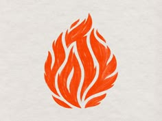 a drawing of a red fire on white paper