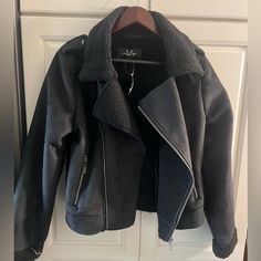 Suede Biker Jacket. Brand New With Tags. Suede Zip Up Biker Jacket Black Biker Jacket For Spring, Trendy Gray Outerwear With Zipper Closure, Chic Black Biker Jacket For Cold Weather, Casual Gray Biker Jacket For Fall, Gray Long Sleeve Biker Jacket For Winter, Casual Gray Biker Jacket For Winter, Suede Biker, Suede Biker Jacket, Biker Jacket