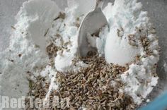 a bowl filled with lots of different types of powdered sugar and other things in it