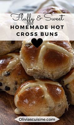 homemade hot cross buns with text overlay