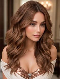 Color Hair Brown Caramel, Ash Red Hair Color, Light Chocolate Brown Hair Color Caramel, Carmel Color Hair, Caramel Light Brown Hair, Hair Color Ideas 2024, Light Copper Brown Hair, Morena Hair Color Ideas, Copper Brown Hair Color