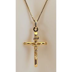 14k Yellow Gold Polished Hollow Tube Crucifix Necklace Pendant On Sterling Vermeil Box Chain. 14k Cross Pendant Weighs 1.2 Grams And Measures 1 1/4' X 5/8". Sterling Vermeil Box Chain Measures 18" And Weighs 1.8 Grams. Pendant And Chain Together Measure 19 1/4". Please Read Sellers Instructions And Check Out My Store. Most Jewelry, And Other Items, Are Vintage And Will Have Some Light Wear From Use, I Describe All Of My Quality Items To The Best Of My Ability. I Am Not A Jeweler Or A Gemologist, And I Do The Best I Can On My Descriptions And Any Flaws Will Be Noted. I Lightly Clean/Buff The Vintage Jewelry So The Patina Is Preserved. Please Ask Questions Before You Bid, Pictures Are Par Classic Yellow Gold Crucifix Jewelry, Yellow Gold Crucifix Necklace With Diamond Cut, Yellow Gold Diamond-cut Crucifix Necklace, Crucifix Necklace, Gold Polish, Display Boxes, Box Chain, Necklace Pendant, Cross Pendant