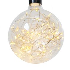 a light bulb that has been decorated with lights in the shape of an ornament